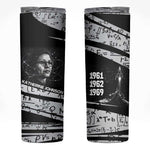 Katherine Johnson Skinny Tumbler with Orbital Space Portrait, Historic NASA Launch Dates and Physics - African Pride