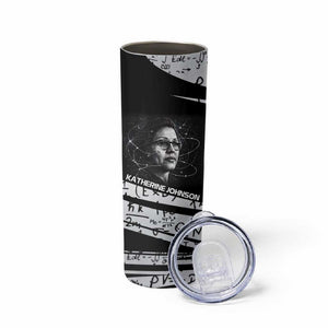 Katherine Johnson Skinny Tumbler with Orbital Space Portrait, Historic NASA Launch Dates and Physics - African Pride