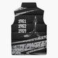 Katherine Johnson Sleeveless Puffer Jacket with Orbital Space Portrait, Historic NASA Launch Dates and Physics - African Pride