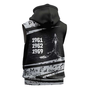 Katherine Johnson Sleeveless Zip Hoodie with Orbital Space Portrait, Historic NASA Launch Dates and Physics - African Pride