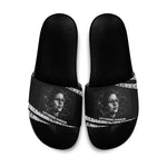 Katherine Johnson Slide Sandals with Orbital Space Portrait, Historic NASA Launch Dates and Physics - African Pride