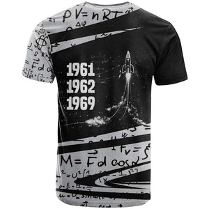 Katherine Johnson T shirt with Orbital Space Portrait, Historic NASA Launch Dates and Physics - African Pride