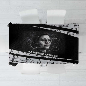 Katherine Johnson Tablecloth with Orbital Space Portrait, Historic NASA Launch Dates and Physics - African Pride