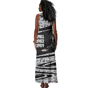 Katherine Johnson Tank Maxi Dress with Orbital Space Portrait, Historic NASA Launch Dates and Physics - African Pride