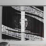Katherine Johnson Window Curtain with Orbital Space Portrait, Historic NASA Launch Dates and Physics - African Pride