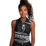 Katherine Johnson Women Sleeveless Polo Shirt with Orbital Space Portrait, Historic NASA Launch Dates and Physics - African Pride