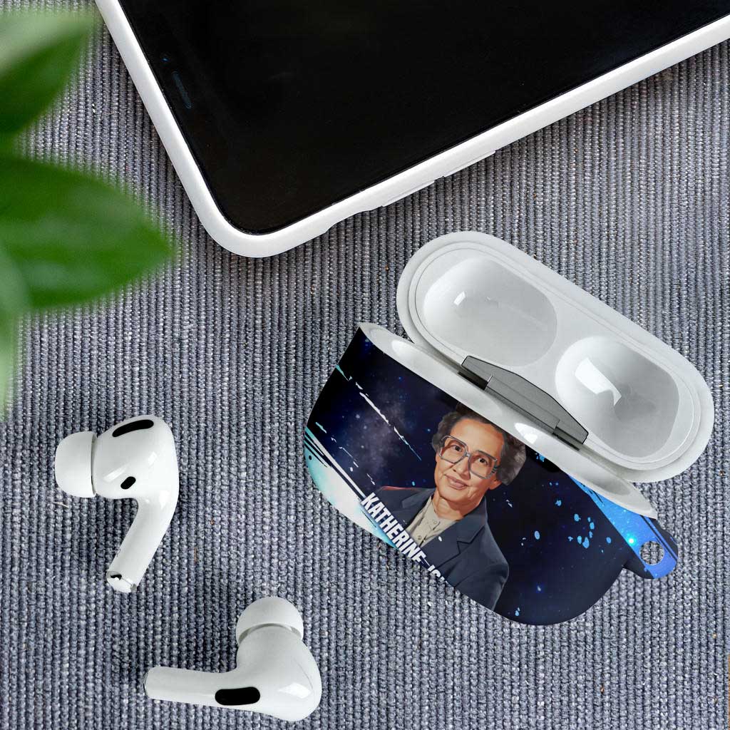 Katherine Johnson AirPods Case with Galaxy Background, Hidden No More Quote and Rocket Brain Equation - African Pride
