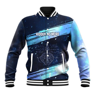 Katherine Johnson Baseball Jacket with Galaxy Background, Hidden No More Quote and Rocket Brain Equation - African Pride