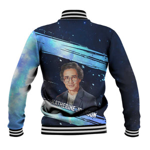 Katherine Johnson Baseball Jacket with Galaxy Background, Hidden No More Quote and Rocket Brain Equation - African Pride