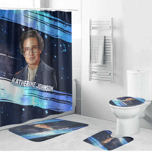 Katherine Johnson Bathroom Set with Galaxy Background, Hidden No More Quote and Rocket Brain Equation - African Pride