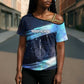 Katherine Johnson Cross Shoulder Shirt with Galaxy Background, Hidden No More Quote and Rocket Brain Equation - African Pride