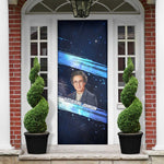 Katherine Johnson Door Cover with Galaxy Background, Hidden No More Quote and Rocket Brain Equation - African Pride