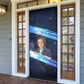 Katherine Johnson Door Cover with Galaxy Background, Hidden No More Quote and Rocket Brain Equation - African Pride