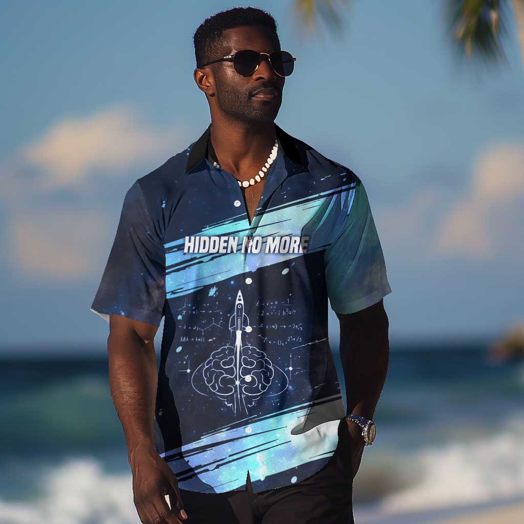 Katherine Johnson Hawaiian Shirt with Galaxy Background, Hidden No More Quote and Rocket Brain Equation - African Pride