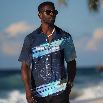 Katherine Johnson Hawaiian Shirt with Galaxy Background, Hidden No More Quote and Rocket Brain Equation - African Pride