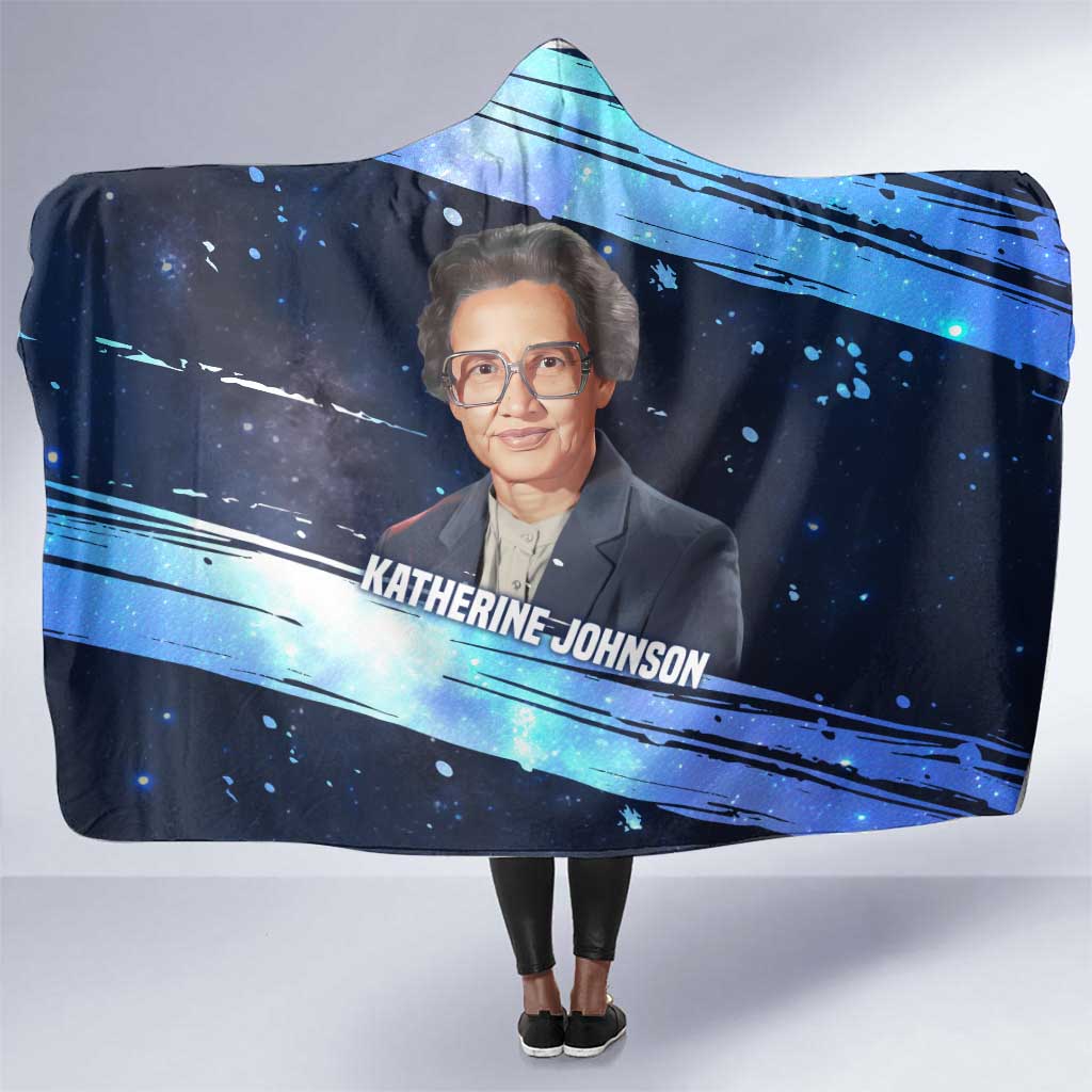 Katherine Johnson Hooded Blanket with Galaxy Background, Hidden No More Quote and Rocket Brain Equation - African Pride