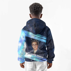 Katherine Johnson Kid Hoodie with Galaxy Background, Hidden No More Quote and Rocket Brain Equation - African Pride