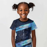 Katherine Johnson Kid T shirt with Galaxy Background, Hidden No More Quote and Rocket Brain Equation - African Pride