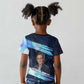 Katherine Johnson Kid T shirt with Galaxy Background, Hidden No More Quote and Rocket Brain Equation - African Pride