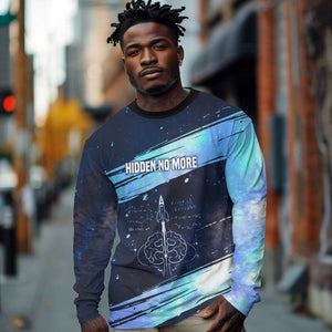 Katherine Johnson Long Sleeve Shirt with Galaxy Background, Hidden No More Quote and Rocket Brain Equation - African Pride