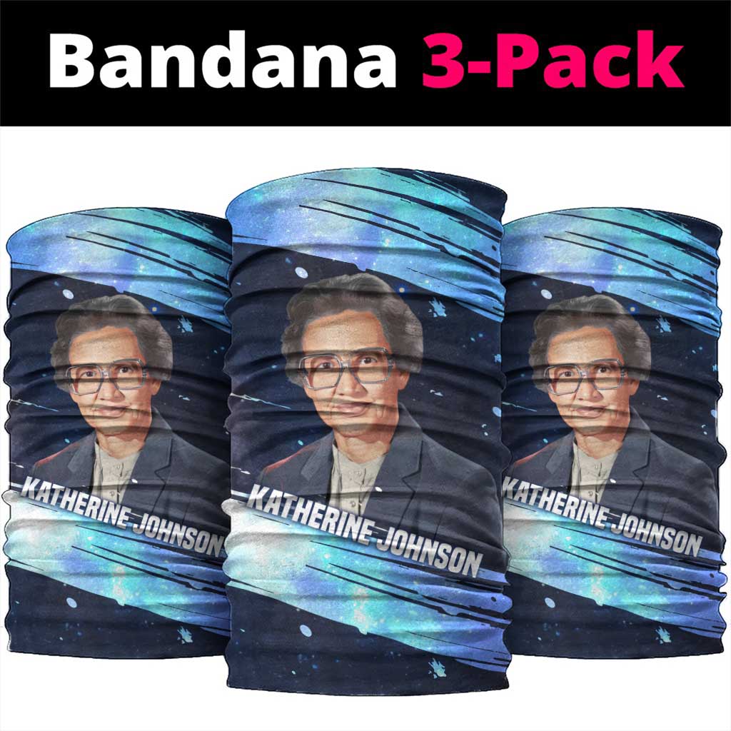 Katherine Johnson Neck Gaiter with Galaxy Background, Hidden No More Quote and Rocket Brain Equation - African Pride