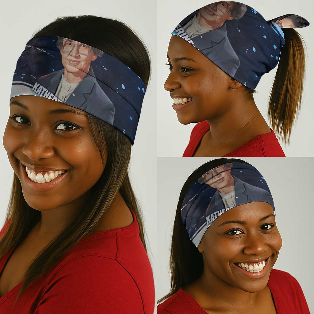 Katherine Johnson Neck Gaiter with Galaxy Background, Hidden No More Quote and Rocket Brain Equation - African Pride
