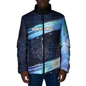 Katherine Johnson Padded Jacket with Galaxy Background, Hidden No More Quote and Rocket Brain Equation - African Pride