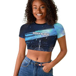 Katherine Johnson Raglan Cropped T shirt with Galaxy Background, Hidden No More Quote and Rocket Brain Equation - African Pride