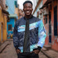 Katherine Johnson Sleeve Zip Bomber Jacket with Galaxy Background, Hidden No More Quote and Rocket Brain Equation - African Pride