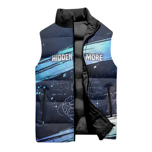 Katherine Johnson Sleeveless Puffer Jacket with Galaxy Background, Hidden No More Quote and Rocket Brain Equation - African Pride