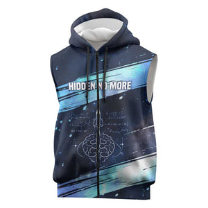 Katherine Johnson Sleeveless Zip Hoodie with Galaxy Background, Hidden No More Quote and Rocket Brain Equation - African Pride