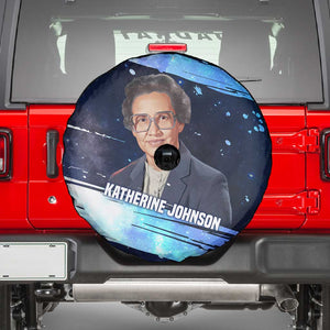 Katherine Johnson Spare Tire Cover with Galaxy Background, Hidden No More Quote and Rocket Brain Equation - African Pride