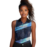 Katherine Johnson Women Sleeveless Polo Shirt with Galaxy Background, Hidden No More Quote and Rocket Brain Equation - African Pride