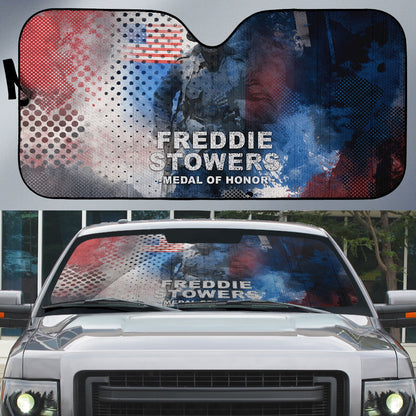 Freddie Stowers Auto Sun Shade African American Military Hero - Medal Of Honor 157th Infantry Division
