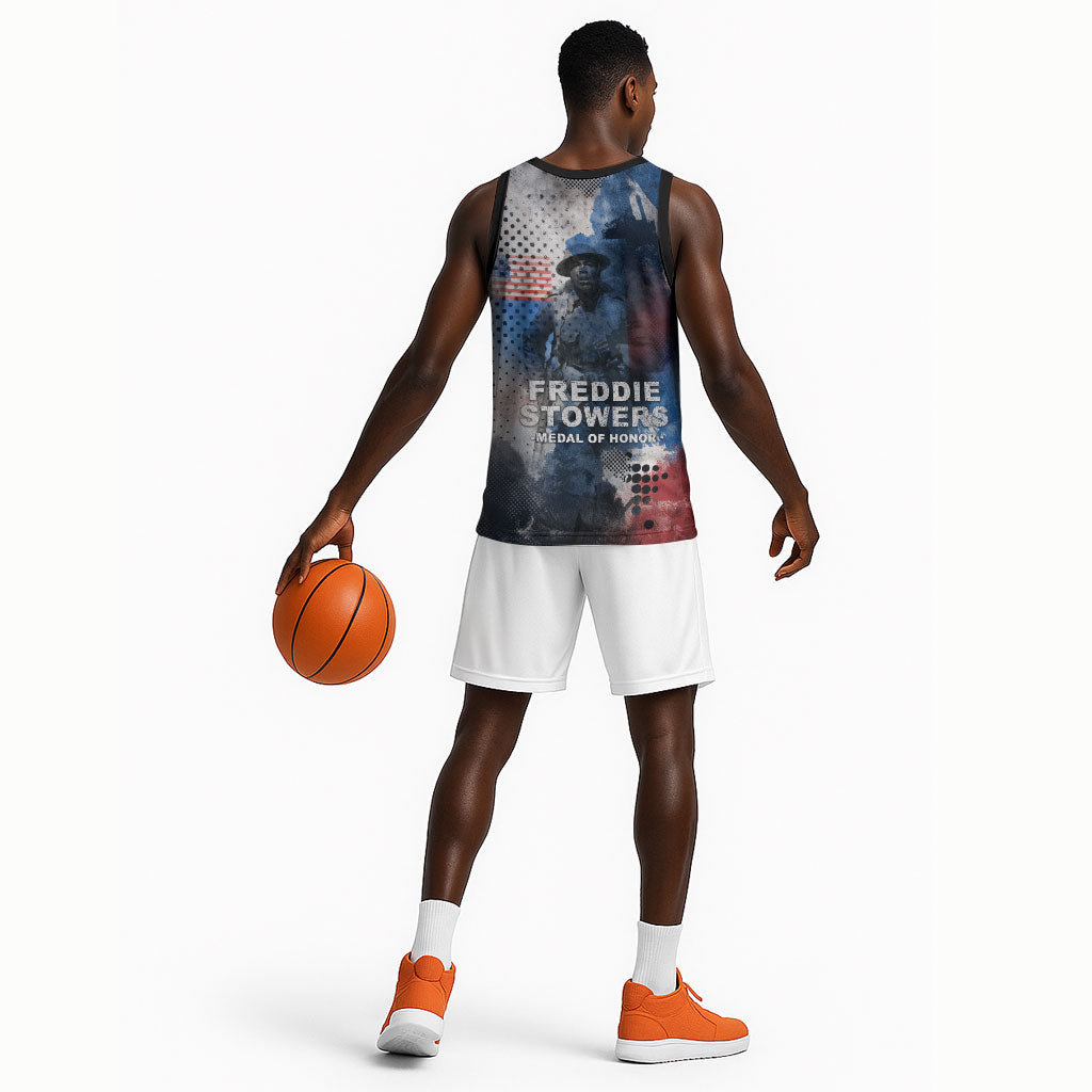 Freddie Stowers Basketball Jersey African American Military Hero - Medal Of Honor 157th Infantry Division