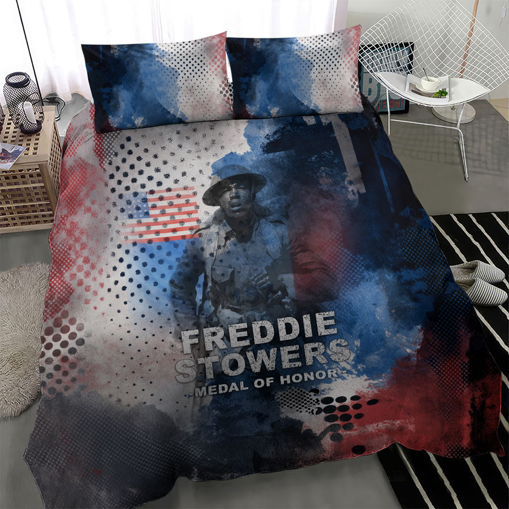 Freddie Stowers Bedding Set African American Military Hero - Medal Of Honor 157th Infantry Division