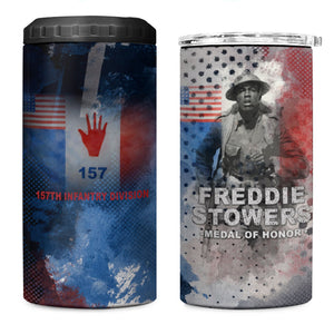 Freddie Stowers 4 in 1 Can Cooler Tumbler African American Military Hero - Medal Of Honor 157th Infantry Division