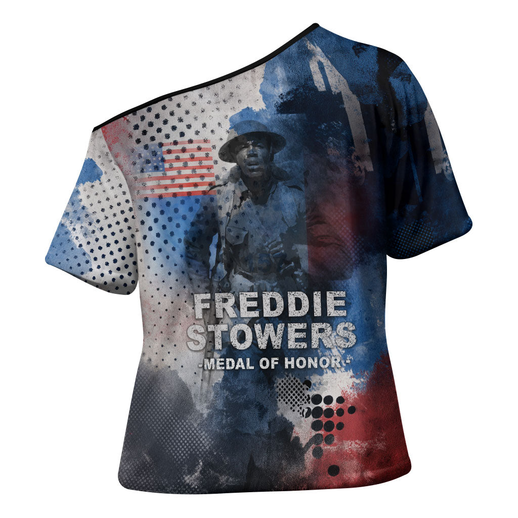 Freddie Stowers Cross Shoulder Shirt African American Military Hero - Medal Of Honor 157th Infantry Division