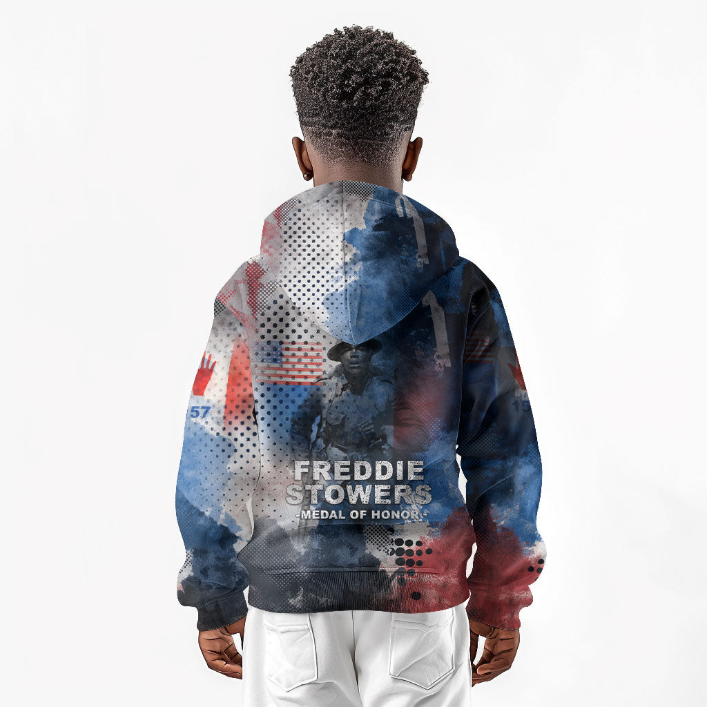 Freddie Stowers Kid Hoodie African American Military Hero - Medal Of Honor 157th Infantry Division