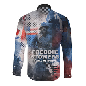 Freddie Stowers Long Sleeve Button Shirt African American Military Hero - Medal Of Honor 157th Infantry Division
