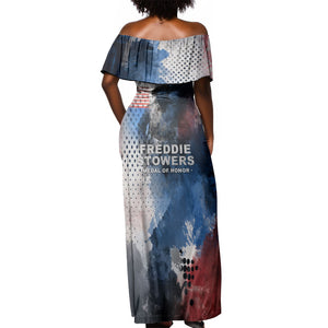 Freddie Stowers Off Shoulder Maxi Dress African American Military Hero - Medal Of Honor 157th Infantry Division