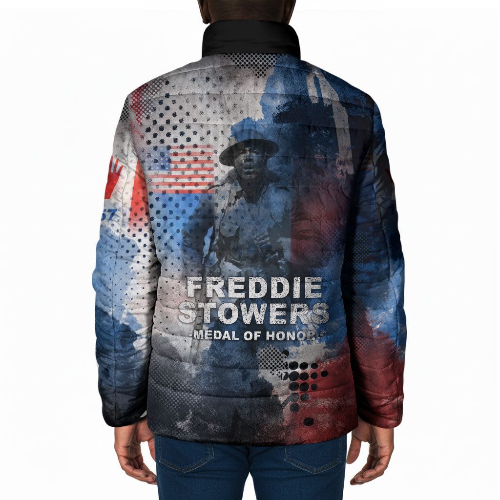 Freddie Stowers Padded Jacket African American Military Hero - Medal Of Honor 157th Infantry Division