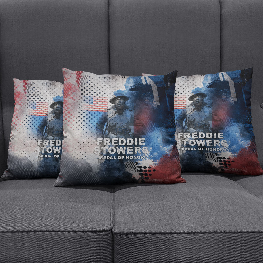 Freddie Stowers Pillow Cover African American Military Hero - Medal Of Honor 157th Infantry Division