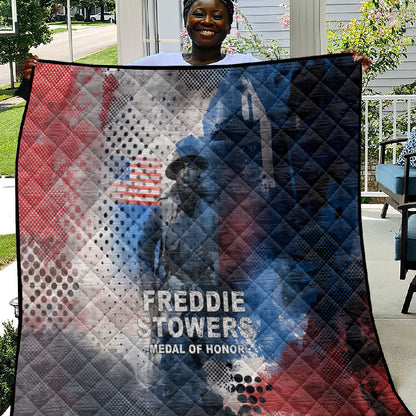 Freddie Stowers Quilt African American Military Hero - Medal Of Honor 157th Infantry Division