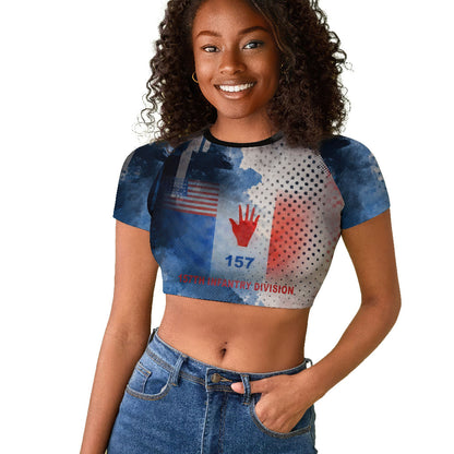 Freddie Stowers Raglan Cropped T shirt African American Military Hero - Medal Of Honor 157th Infantry Division