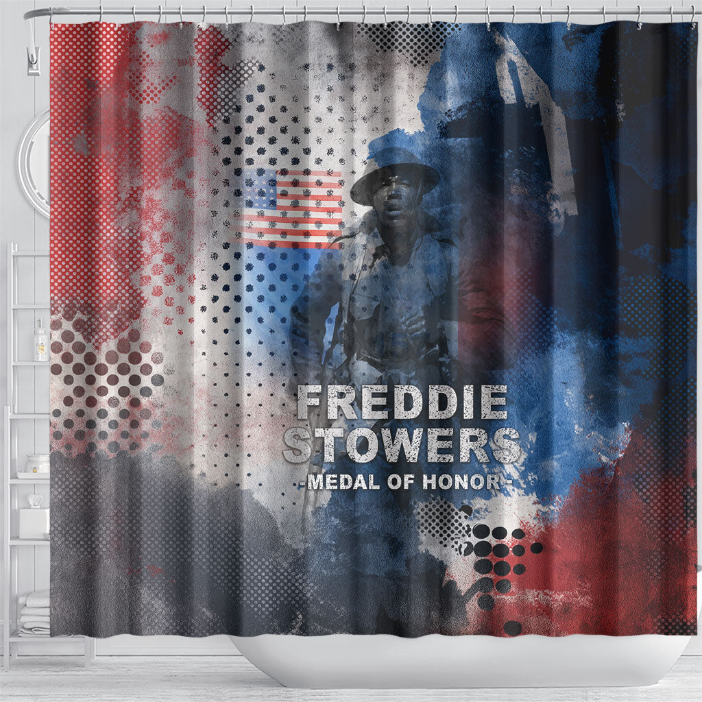 Freddie Stowers Shower Curtain African American Military Hero - Medal Of Honor 157th Infantry Division