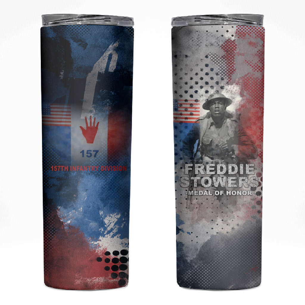 Freddie Stowers Skinny Tumbler African American Military Hero - Medal Of Honor 157th Infantry Division