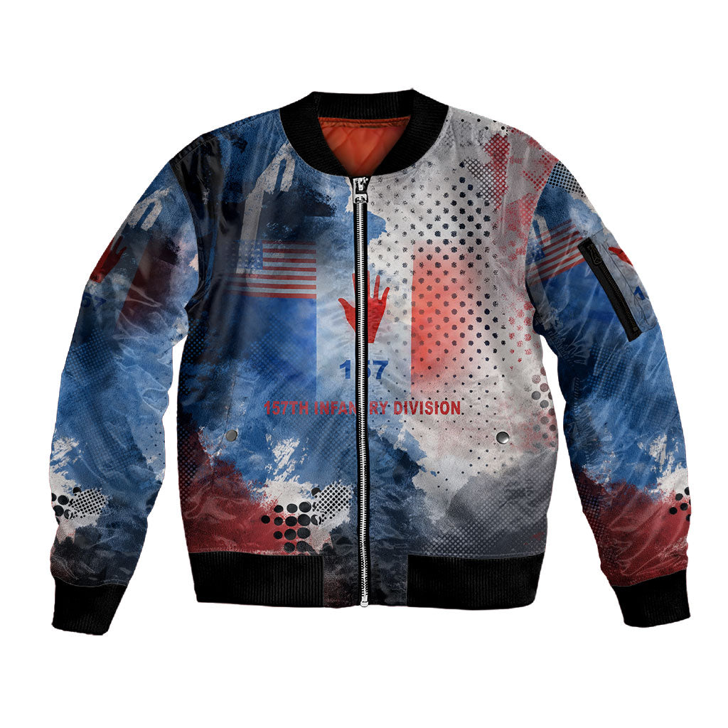 Freddie Stowers Sleeve Zip Bomber Jacket African American Military Hero - Medal Of Honor 157th Infantry Division