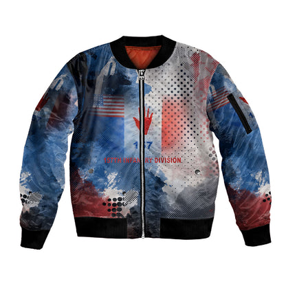 Freddie Stowers Sleeve Zip Bomber Jacket African American Military Hero - Medal Of Honor 157th Infantry Division