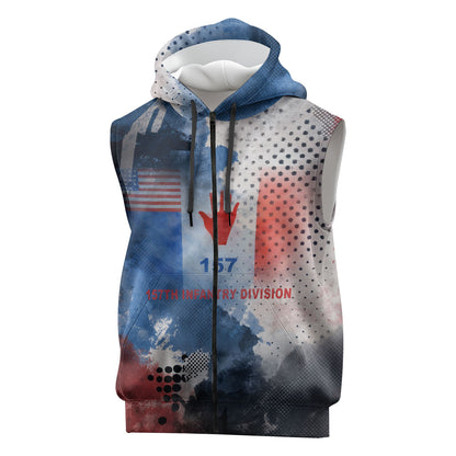 Freddie Stowers Sleeveless Zip Hoodie African American Military Hero - Medal Of Honor 157th Infantry Division